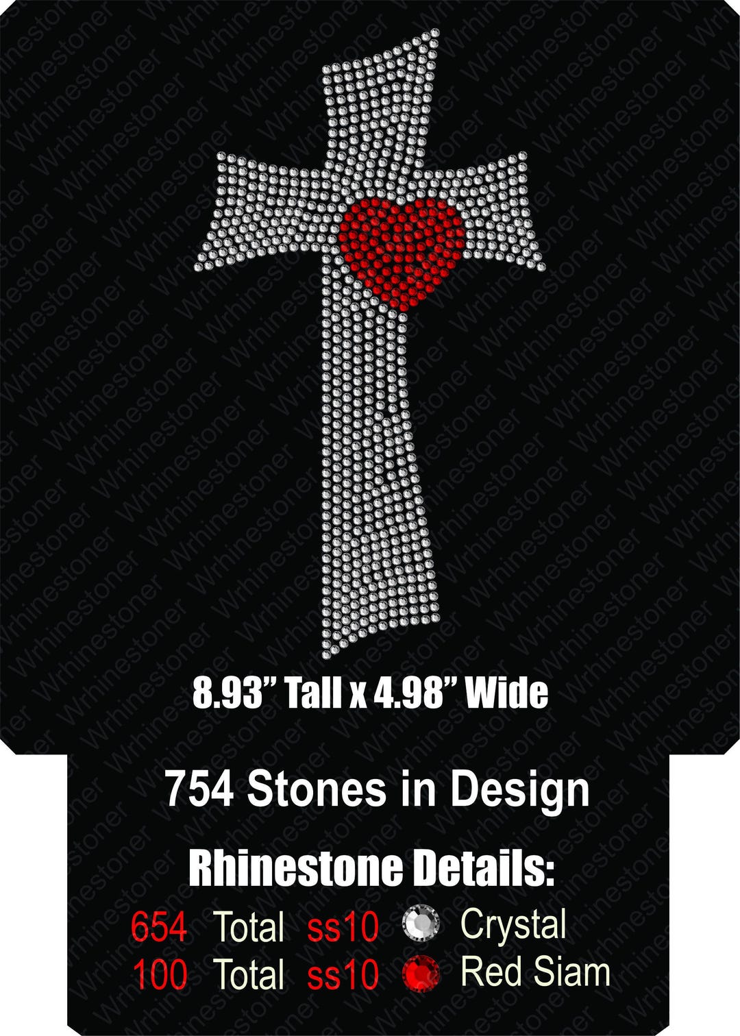 Rhinestone Cross With Heart SVG File (digital Download) - Etsy