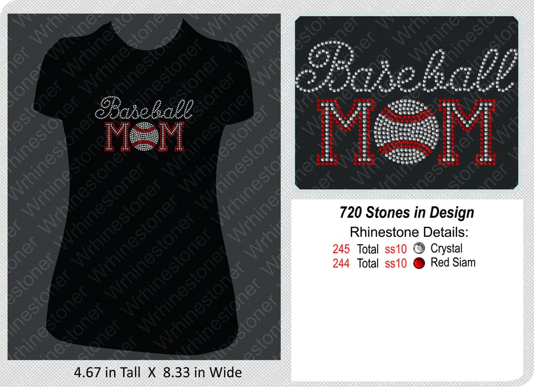 Baseball Mom Rhinestone Shirt for Women Baseball Mom Etsy