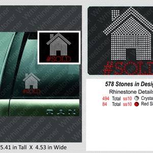 Sold House Rhinestone Car Decal: Realtor Sticker