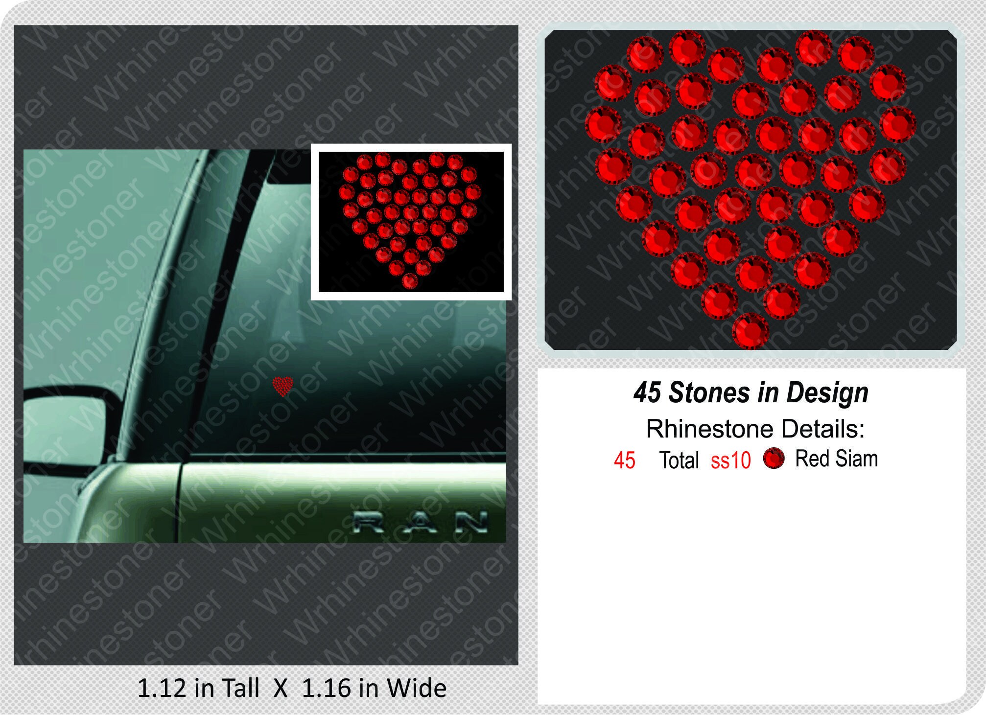 Heart Stickers, 3D Rhinestone Small Heart Stickers, Small Heart