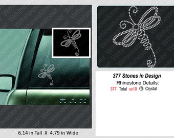 Dragonfly Rhinestone Car Decal; dragonfly; dragonfly decal; rhinestone dragonfly; dragonfly sticker; rhinestone sticker; car decal