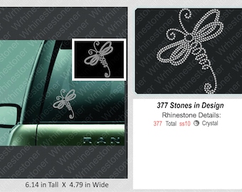 Rhinestone Dragonfly Car Decal: Amethyst, Blue Zircon, Sapphire