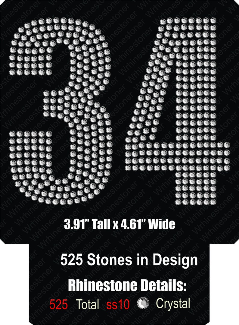 Rhinestone Number SVG File: DIY Iron on Transfer (digital Download) - Etsy