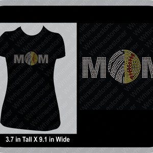 Volleyball and Softball or Baseball Mom Rhinestone Shirt; volleyball mom shirt; baseball mom shirt; volleyball and baseball shirt