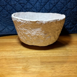 Paper Mache Bowl with Stand;  paper mache; papier mache bowl; folk art decor; primitive decor; primitive bowl; papier-mâché