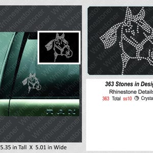 Horse Head Rhinestone Decal - Car Window Sticker
