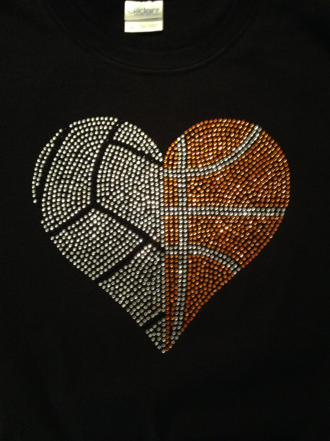 Volleyball and Basketball Rhinestone Heart Women's Shirt | Etsy
