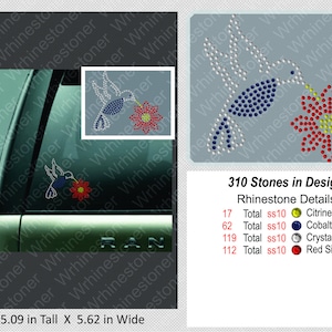 Hummingbird Rhinestone Car Decal; hummingbird; hummingbird decal; rhinestone hummingbird; hummingbird sticker; rhinestone sticker; car decal