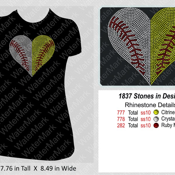 Baseball and Softball Women's Heart Rhinestone tshirt; baseball and softball; rhinestone shirt; baseball shirt; softball shirt; baseball