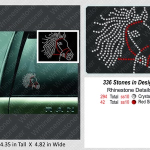 Rhinestone Horse Head Decal - Car Window Sticker