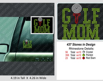 Golf Mom Rhinestone Car Decal; golf decal; golf sticker; golf mom decal; golf mom sticker; rhinestone decal