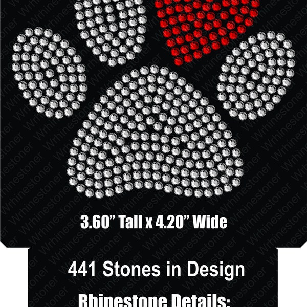 Instant Download File Paw with Heart Paw; paw print file; paw print svg file; rhinestone paw print file; paw print template; cricut svg
