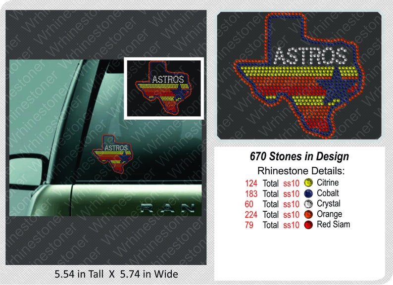 Astros Rhinestone Car Decal: Texas Star Rainbow Sticker - Etsy