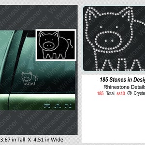 Pig Rhinestone Decal: Car Window Sticker