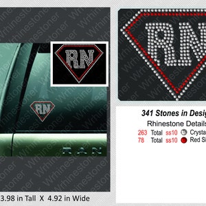 RN Rhinestone Decal: Car Window Sticker