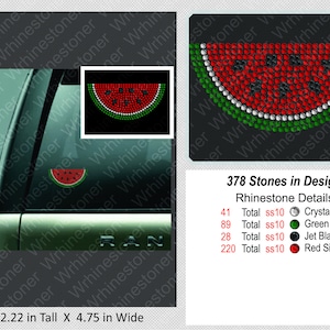 Watermelon Rhinestone Decal; rhinestone watermelon; watermelon decal; watermelon sticker; watermelon rhinestone sticker; fruit decal