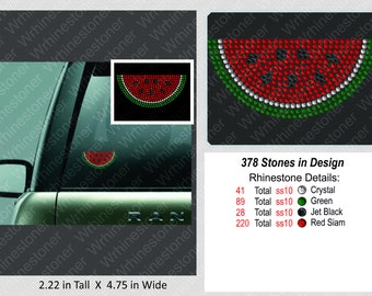 Watermelon Rhinestone Decal; rhinestone watermelon; watermelon decal; watermelon sticker; watermelon rhinestone sticker; fruit decal