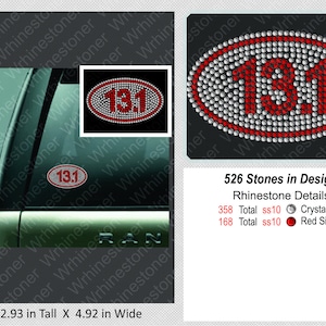Marathon 13.1 Rhinestone Car Decal; 13.1 mile decal; 13.1 mile sticker; rhinestone decal; rhinestone sticker