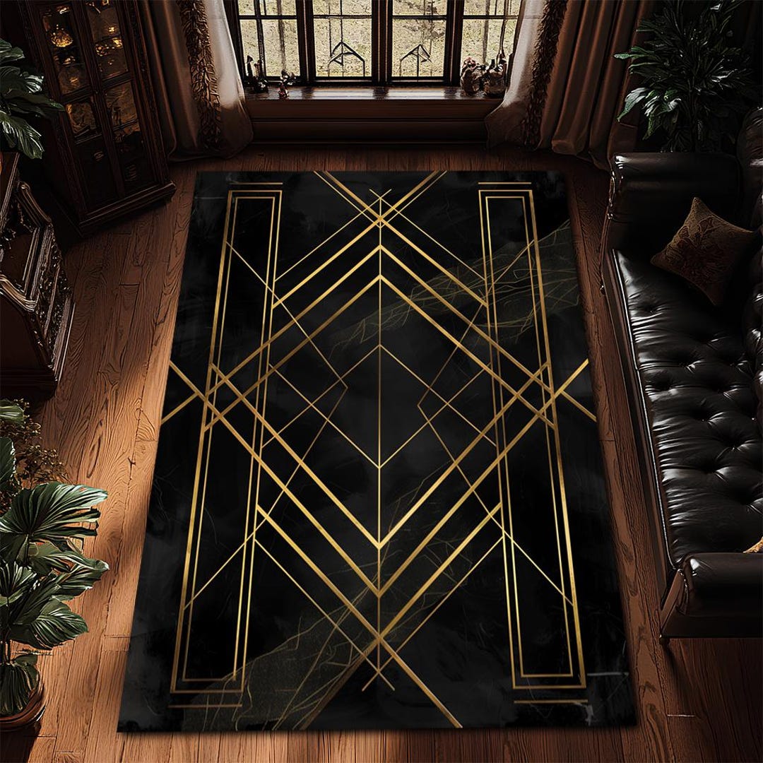 Luxury Black Gold Baroque Rug, Modern Elegant Statement Area Rug - Etsy