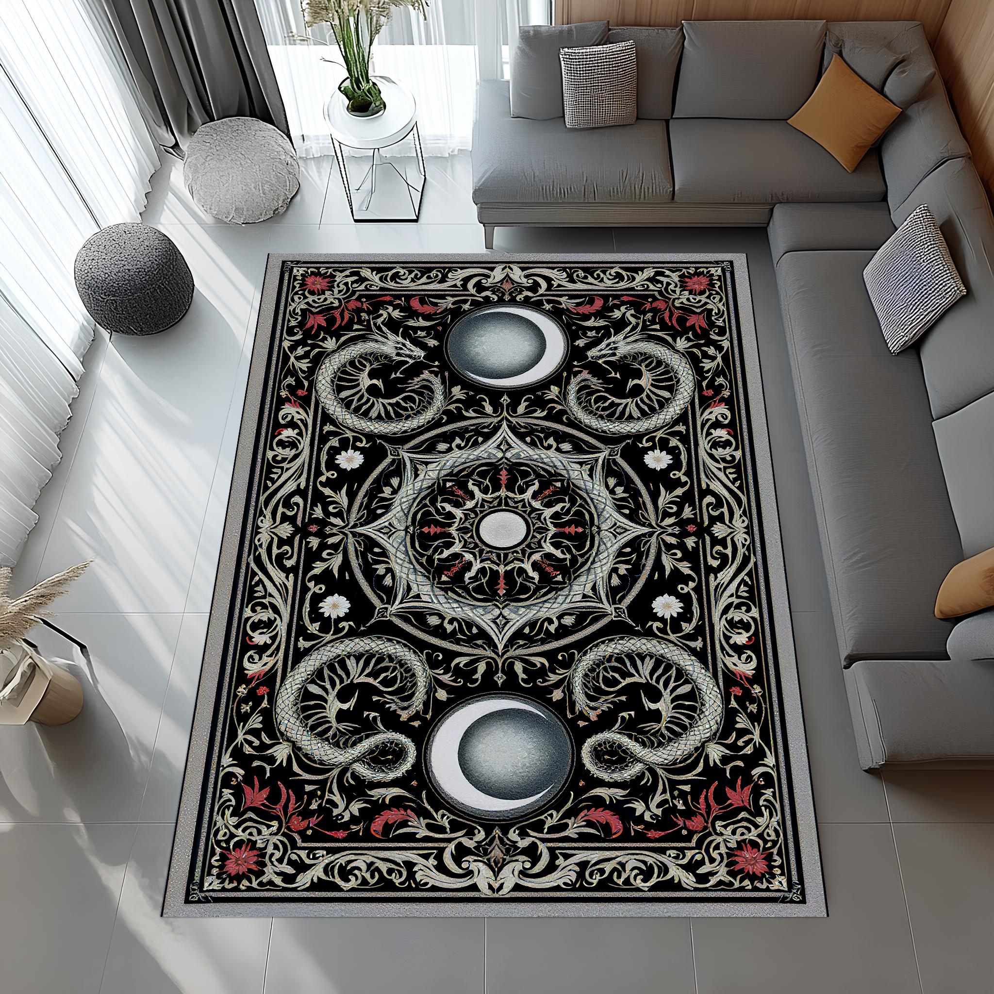 3D Night Starry Sky Moon Dragon 6148 Ciruelo Rug Round Non Slip Rug Mat main image 0