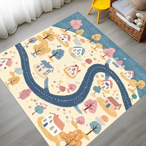 Bunte Kids Town Spielmatte, Kinderzimmer Teppich, Spielzimmer Teppich, Weicher, Waschbarer Teppich, Rutschfest