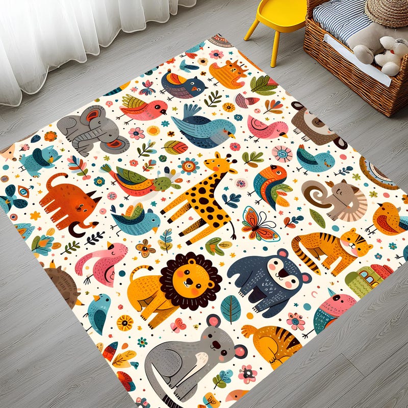 Animals Abstract Rug Animal Print Rug - Etsy