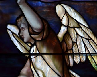 White Winged Angel - Fine Art Print of Stained Glass Window, Brooklyn, New York City, Wall Art, Home Decor