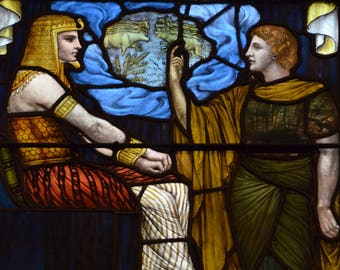 Meeting the Pharaoh - Limited Edition Photograph of Antique Stained Glass Window, Egypt, Egyptian, Greenwich Village, Manhattan, NYC