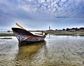 Old Dory - Boat At Low Tide in Provincetown, Cape Cod