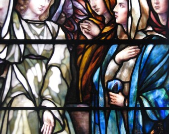 The Angel and Three Marys - Fine Art Photograph of Stained Glass Window, Bible, Mary Magdalene, Home Decor, Wall Art, Vintage Art, Gift