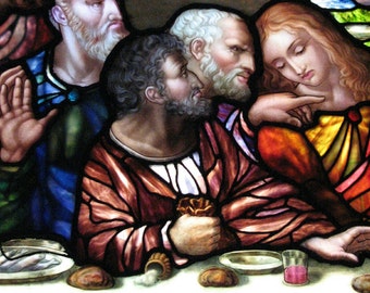 Mary Magdalene and the Disciples at the Last Supper -  Fine Art Photograph of Stained Glass Window, Wine, Dining, Wall Art, Home Decor