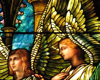 Angels in America - Fine Art Canvas Print of Stained Glass Window, Wall Art, Home Decor, Gift, Gothic, Church, Women, Tiffany