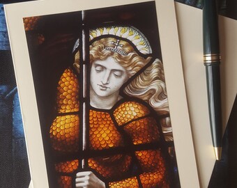 Joan of Arc -  Fine Art Note Card of Antique Stained Glass Window, Greeting Card, Birthday Card, Blank Greeting Card, Thank You Card