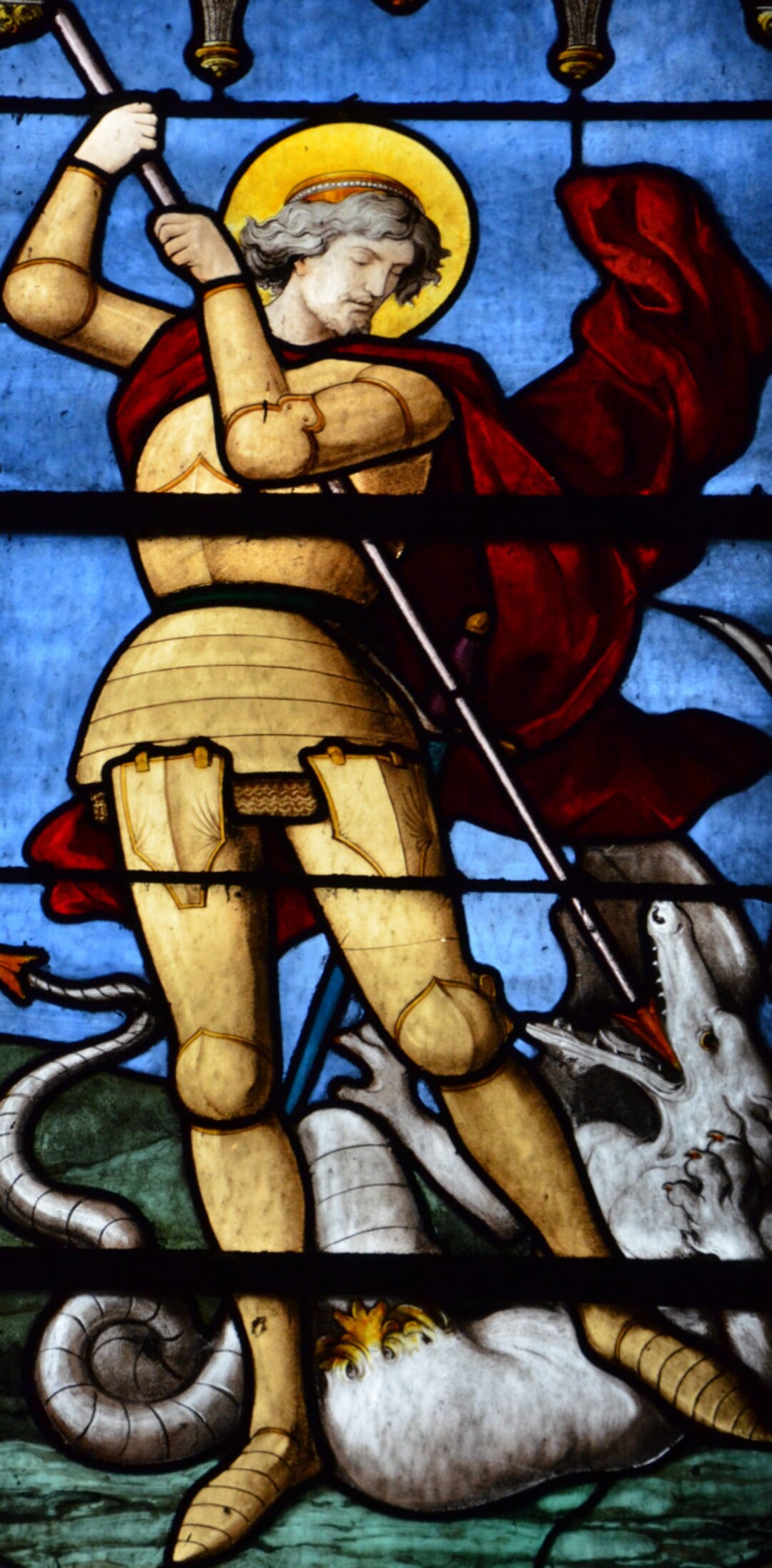 San matando al dragón Fotografía artística de vidrieras, París