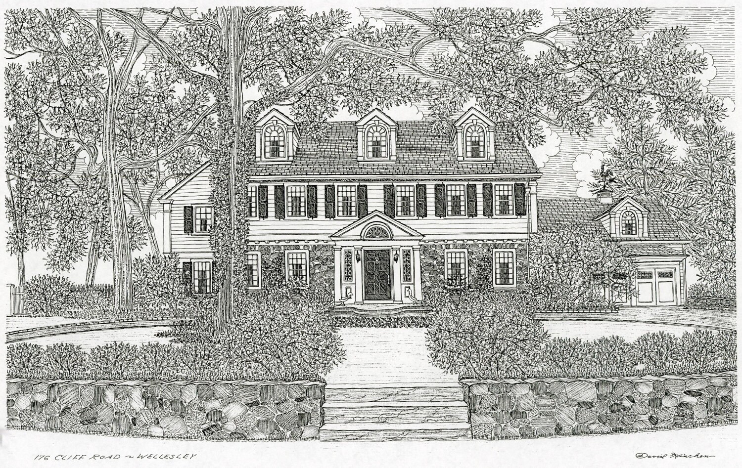 Custom House Portrait Gift Certificate (10 X 15 Pen and Ink ...