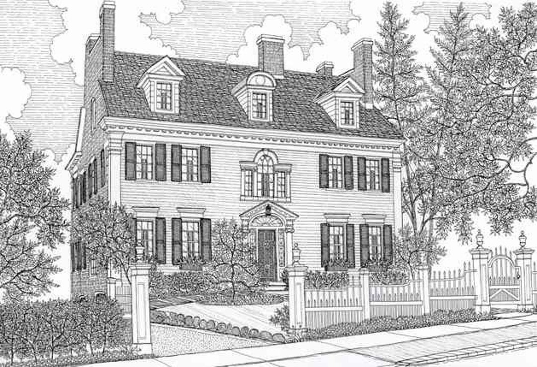 Custom House Portrait Gift Certificate (10 X 15 Pen and Ink ...