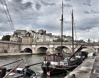 Boats Along the Seine, Paris - Fine Art Canvas Print