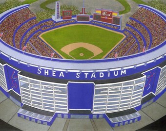 Shea Stadium - Fine Art Print, New York Mets, Baseball, Wall Art, Home Decor