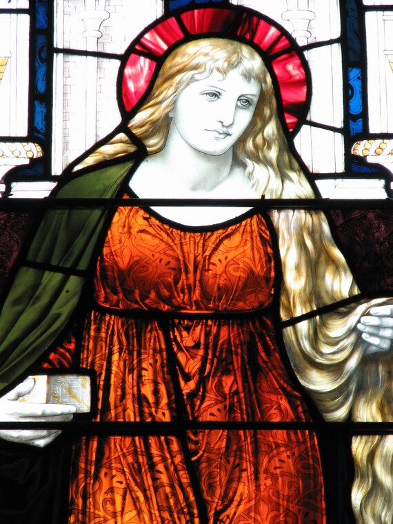 Mary Magdalene Fine Art Photograph of Stained Glass Window, Woman 