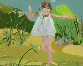 Girl Running - Fine Art Print, Beach, Seashore, Child, Wall Art, Home Decor, Summer, Child, Gift