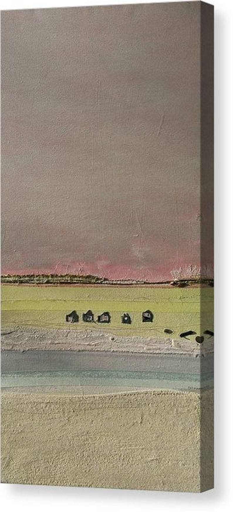 Beach Cottages Fine Art Canvas Print, Seashore, Ocean, Wall Art, Home Decor image 2