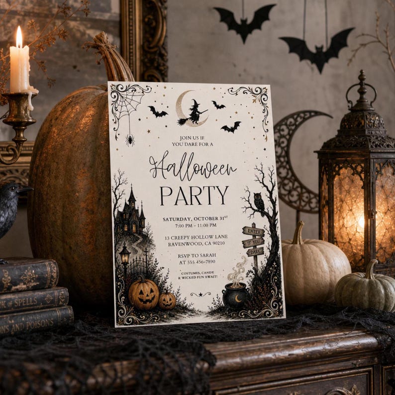 Halloween Party Invitation Vintage Halloween Invite Gothic Halloween ...