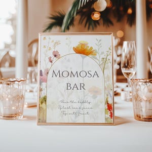 Momosa Bar Bord Baby in Bloei Babyshower Mimosa Bar Wildflower Lente Thema Sap Labels Mimosa-sap Tags Ontwerpsjabloon Bloemen - BIB01