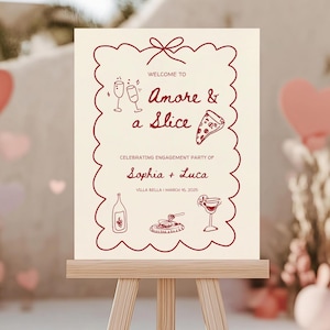 That&#39;s Amore Engagement Sign Engagement Party Welcome Sign Italian Themed Wedding Decor Hand Drawn Illustration Rehearsal Dinner Sign