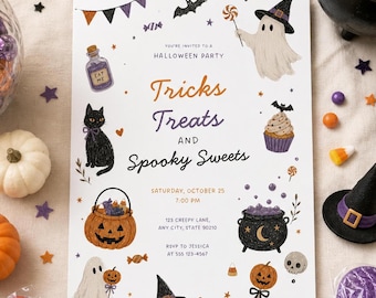 Halloween Party Invitation Cute Spooky Costume Party Invite Halloween Bash Editable Canva Template Printable Digital Download
