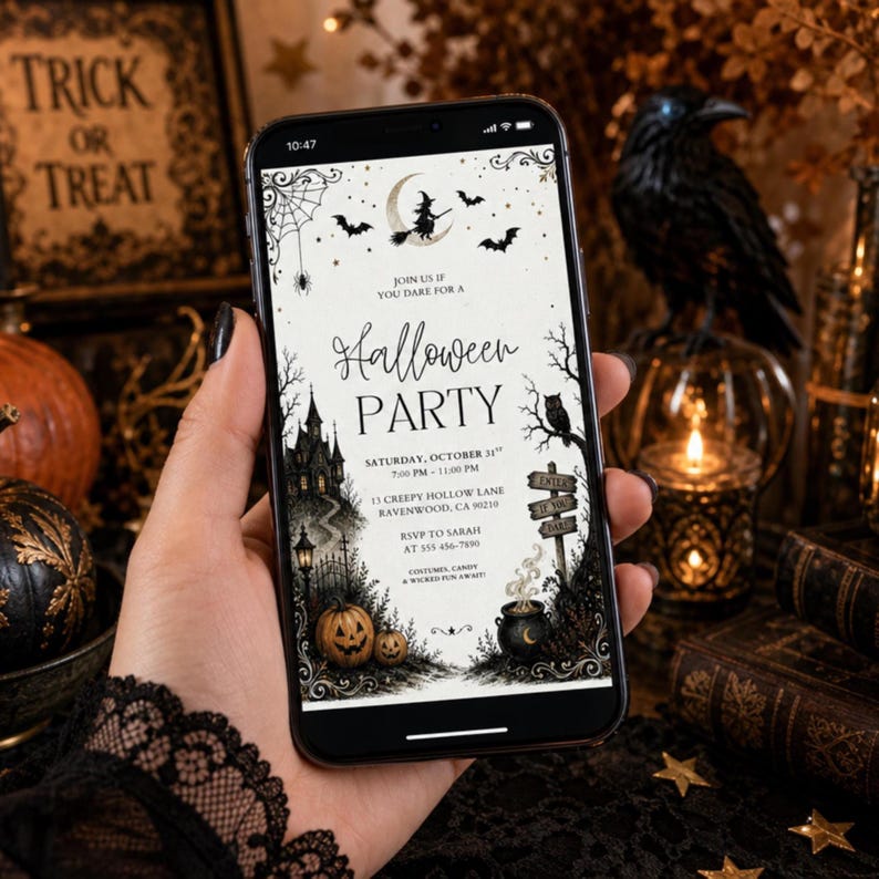 Halloween Party Invitation Vintage Halloween Invite Gothic Halloween ...