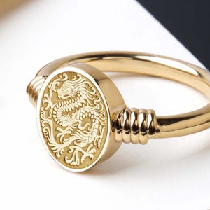 Sterling Silver Chinese Dragon Signet Ring: Mythical Feng Shui Jewelry