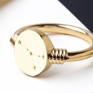 Krebs Siegelring aus 925er Silber: Sternzeichen-Konstellation Schmuck