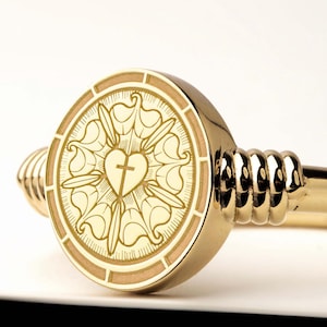 Sterling Silver Luther Rose Signet Ring: Religious Protection Jewelry