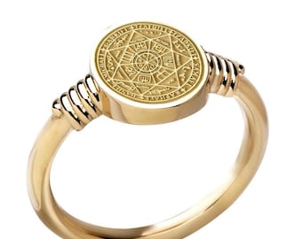 Sterling Silver Seven Archangels Signet Ring: Christian Amulet